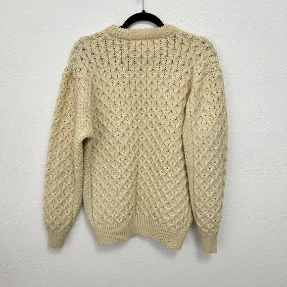 Vintage 70s Cream Kilspindie Irish Cable Fisherman's Sweater Wool Sz L Scotland - Picture 5 of 11